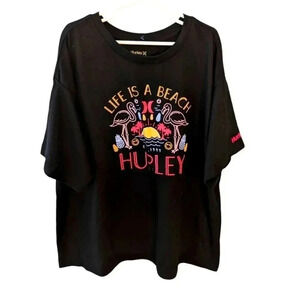 NWOT Hurley Short Sleeve Girls T-Shirt Black SZ XL ( 13-15)
